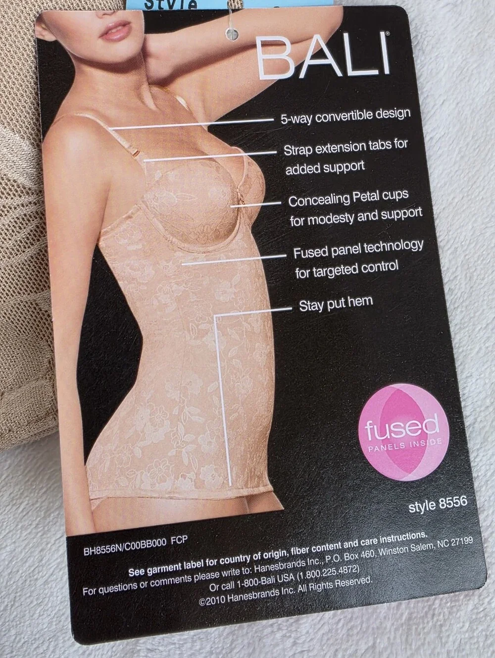 Bali PowerShaper Tan Floral Lace Torso Bodysuit with Tummy Control Size 40C